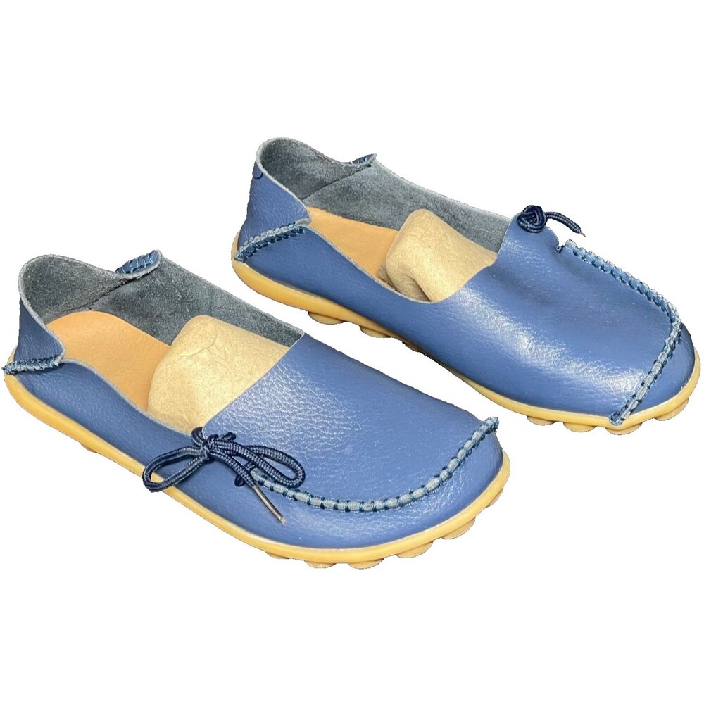 Venus Celia Women Flats Size 8 (EU 38) Walking Driving Blue Leather Loafers